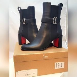 Christian Louboutin Chelsea Bootie 70mm Calf Leather Ankle Boots Sz 39
